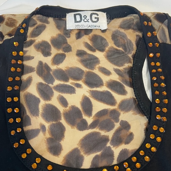 D&G Black Tank Top with Leopard and Studded Design - Picture 3 of 7